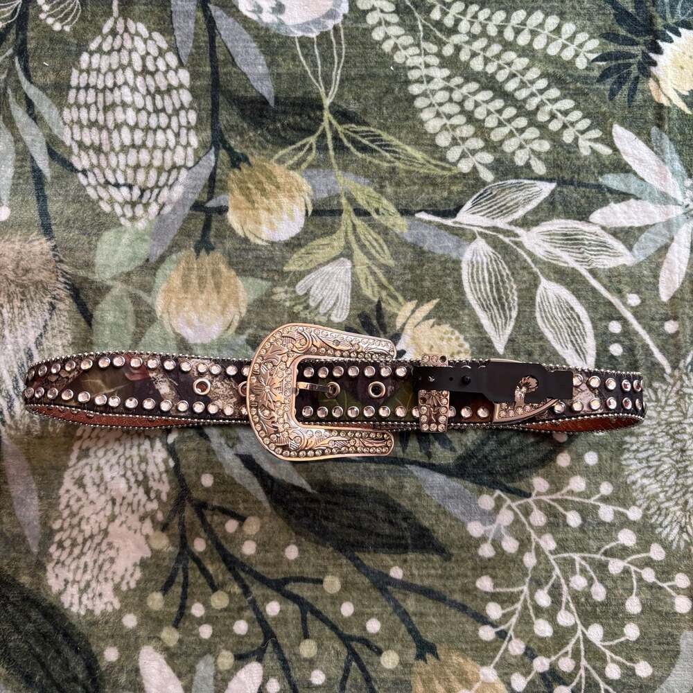Blazin Roxx Camo Rhinestone Western Belt Size Small Y2K McBling